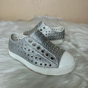 Native Jefferson Kids Slip On Shoes Silver Glitter Size C6